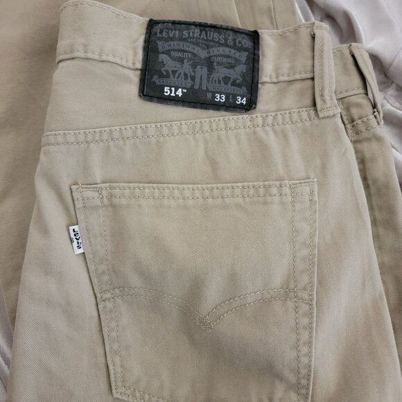 Levis Mens 514 Straight Fit Khaki Jeans Size 33W 34L - Picture 4 of 7